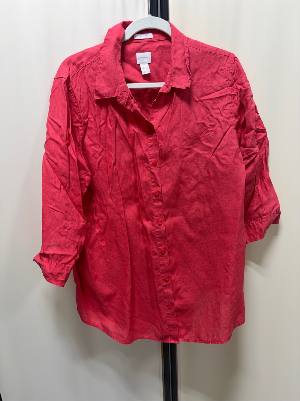 Chico's Bright Coral Button-Down Shirt